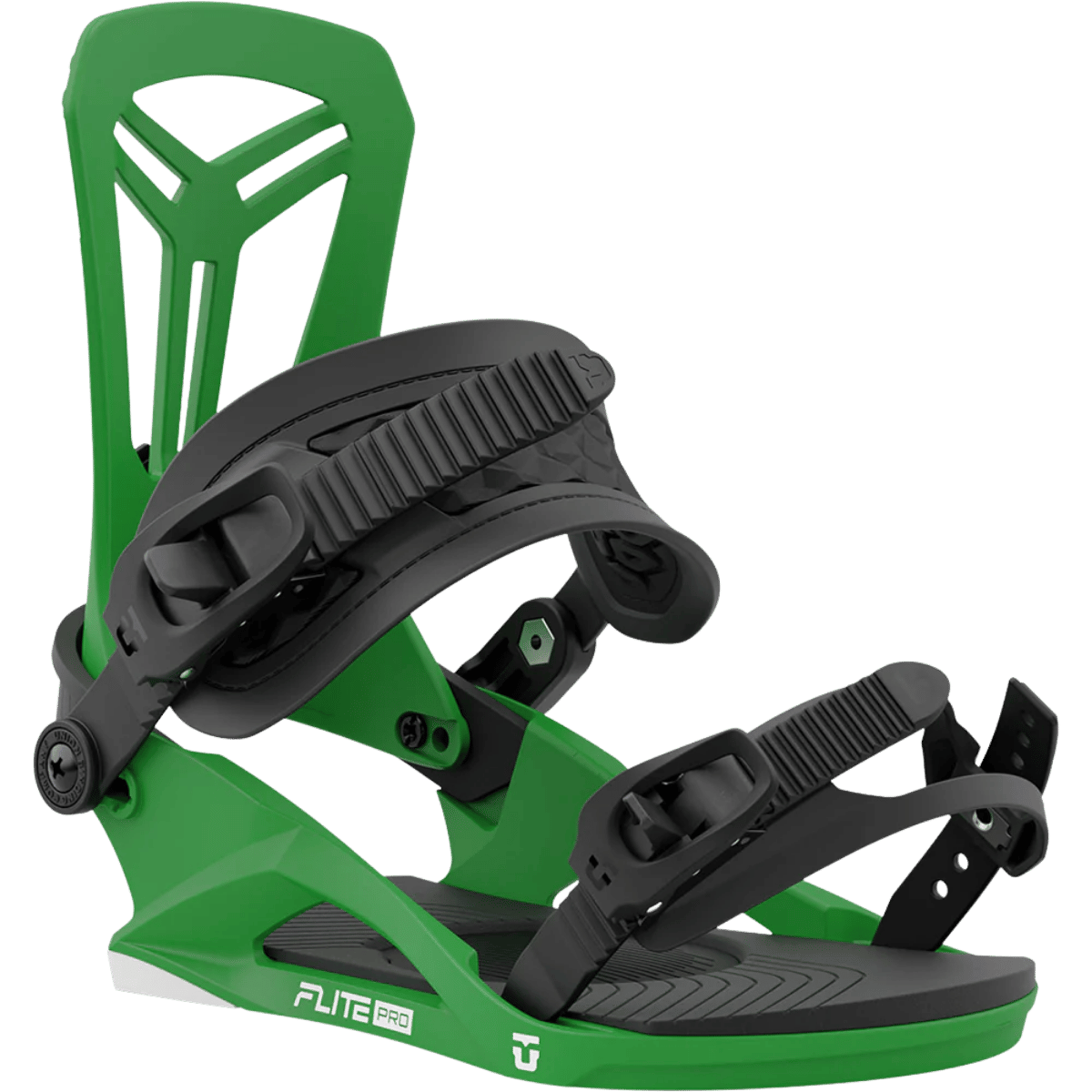 UNION FLITE PRO SNOWBOARD BINDINGS - GREEN_SIDE VIEW ANGLE