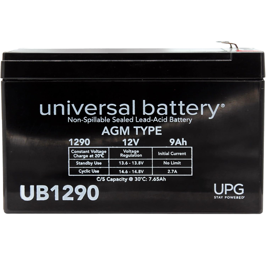 UPG UNIVERSAL SEALED LID ACID 12V 9AMP BATTERY_FRONT VIEW