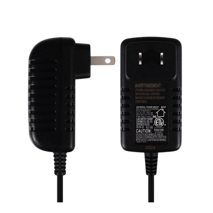 UPG D1724 SEALED LEAD ACID BATTERY CHARGER 6V/12V SWITCHABLE SINGLE-STAGE WITH ALLIGATOR CHIPS_FRONT AND SIDE VIEW