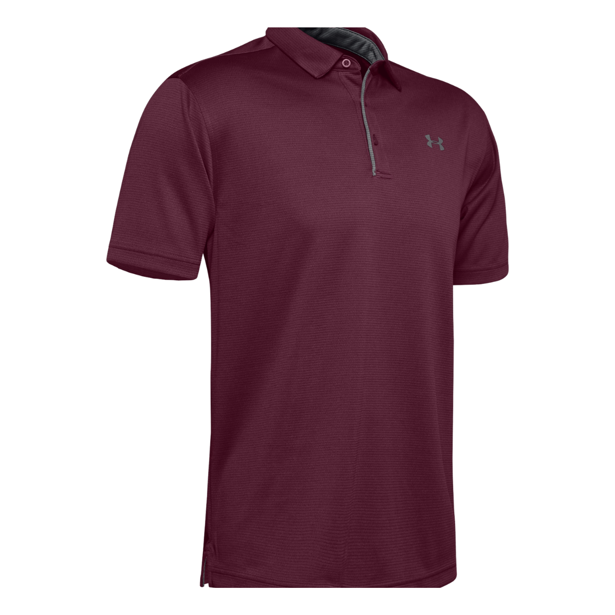UNDER ARMOUR UA TECH POLO - MAROON GRAPHITE -  FRONT VIEW