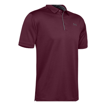 UNDER ARMOUR UA TECH POLO - MAROON GRAPHITE -  FRONT VIEW
