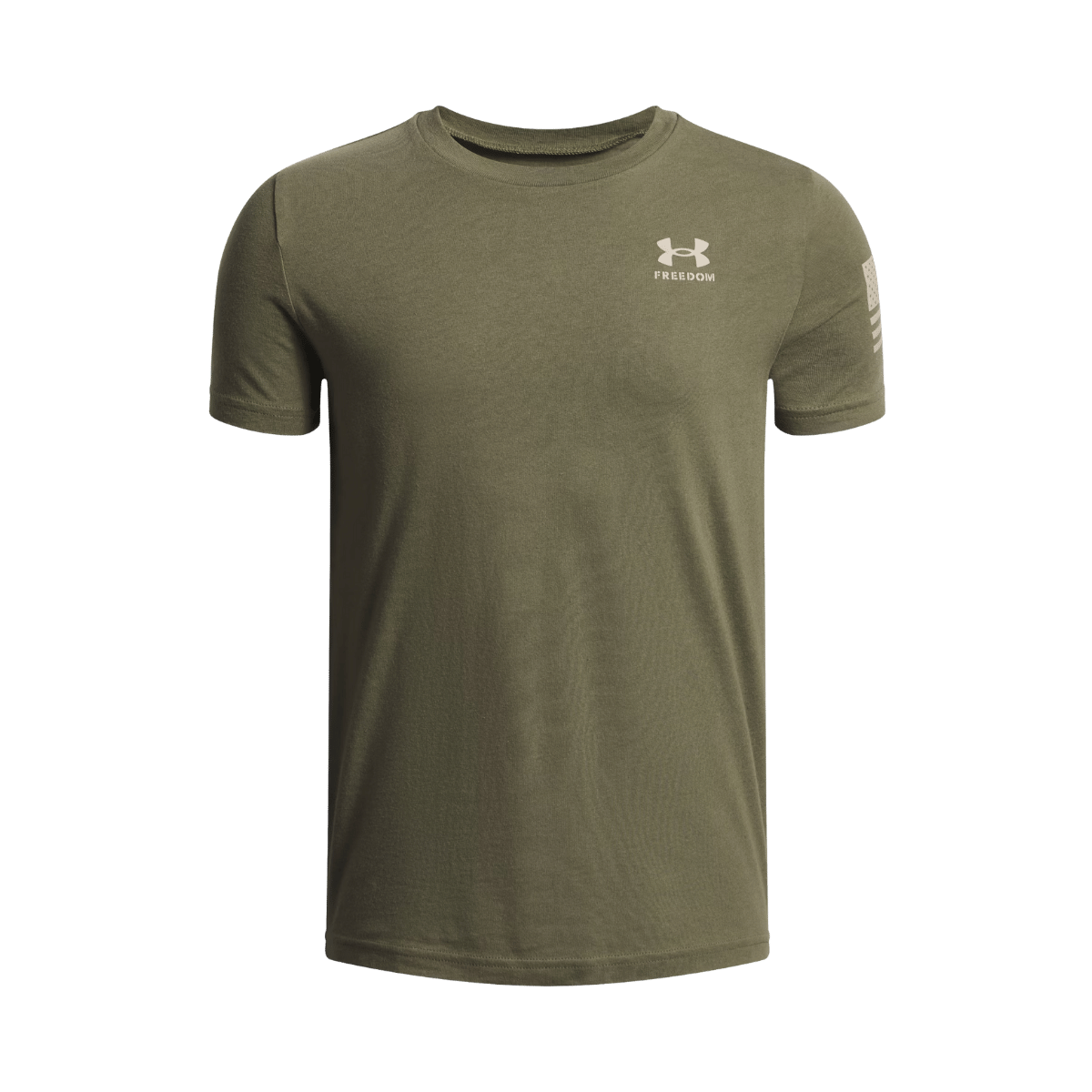 UNDER ARMOUR MEN'S NEW FREEDOM FLAG T-SHIRT - MARINE OD GREEN - FRONT VIEW