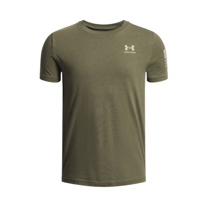 UNDER ARMOUR MEN'S NEW FREEDOM FLAG T-SHIRT - MARINE OD GREEN - FRONT VIEW