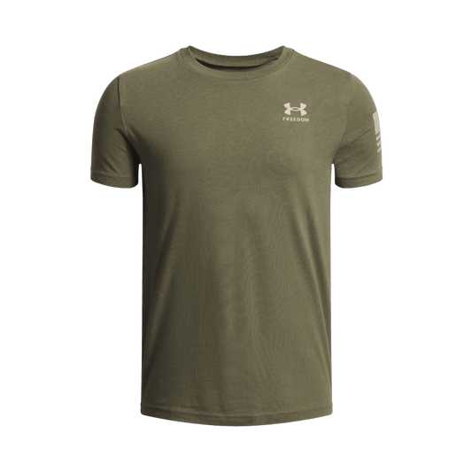 UNDER ARMOUR MEN'S NEW FREEDOM FLAG T-SHIRT - MARINE OD GREEN - FRONT VIEW