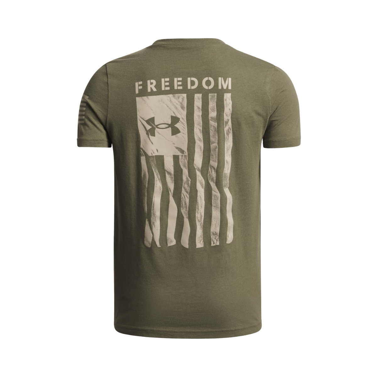 UNDER ARMOUR MEN'S NEW FREEDOM FLAG T-SHIRT - MARINE OD GREEN - BACK VIEW