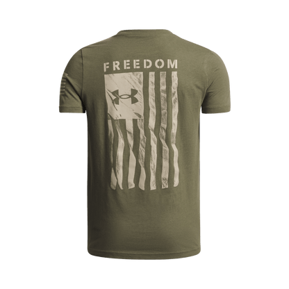 UNDER ARMOUR MEN'S NEW FREEDOM FLAG T-SHIRT - MARINE OD GREEN - BACK VIEW