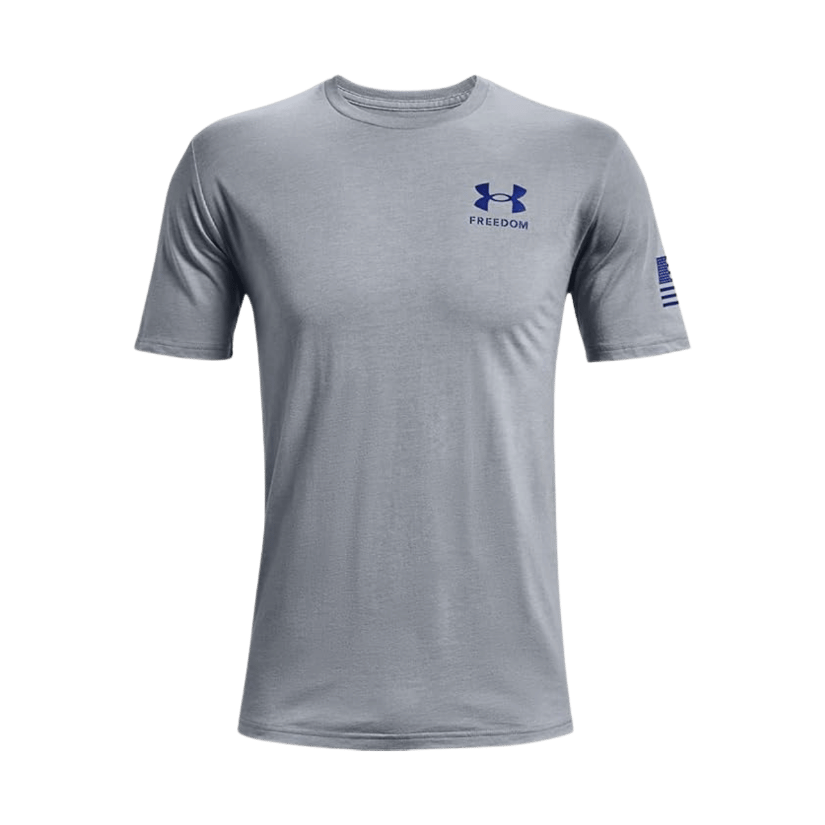 UNDER ARMOUR MEN'S NEW FREEDOM FLAG T-SHIRT - STEEL MEDIUM HEATHER - FRONT VIEW