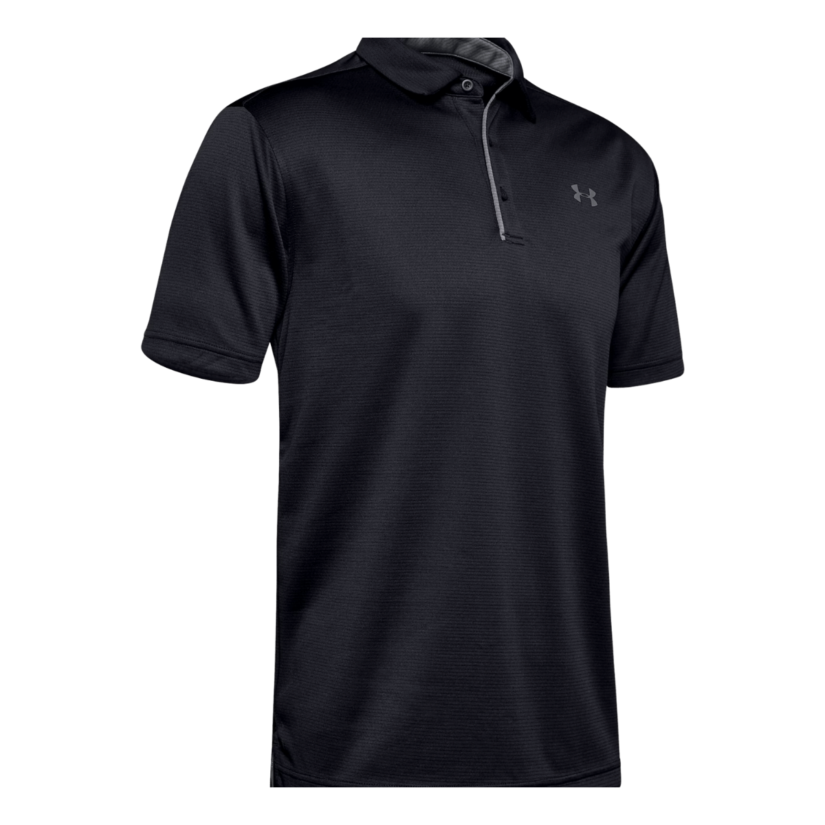 UNDER ARMOUR UA TECH POLO - BLACK/GRAPHITE - FRONT VIEW