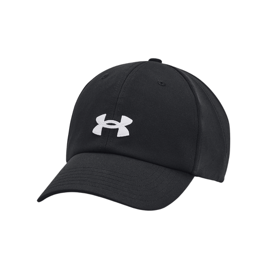 UNDER ARMOUR WOMEN'S BLITZING WRAPBACK CAP - BLACK/HALO GRAY - ONE SIZE - FRONT VIEW 