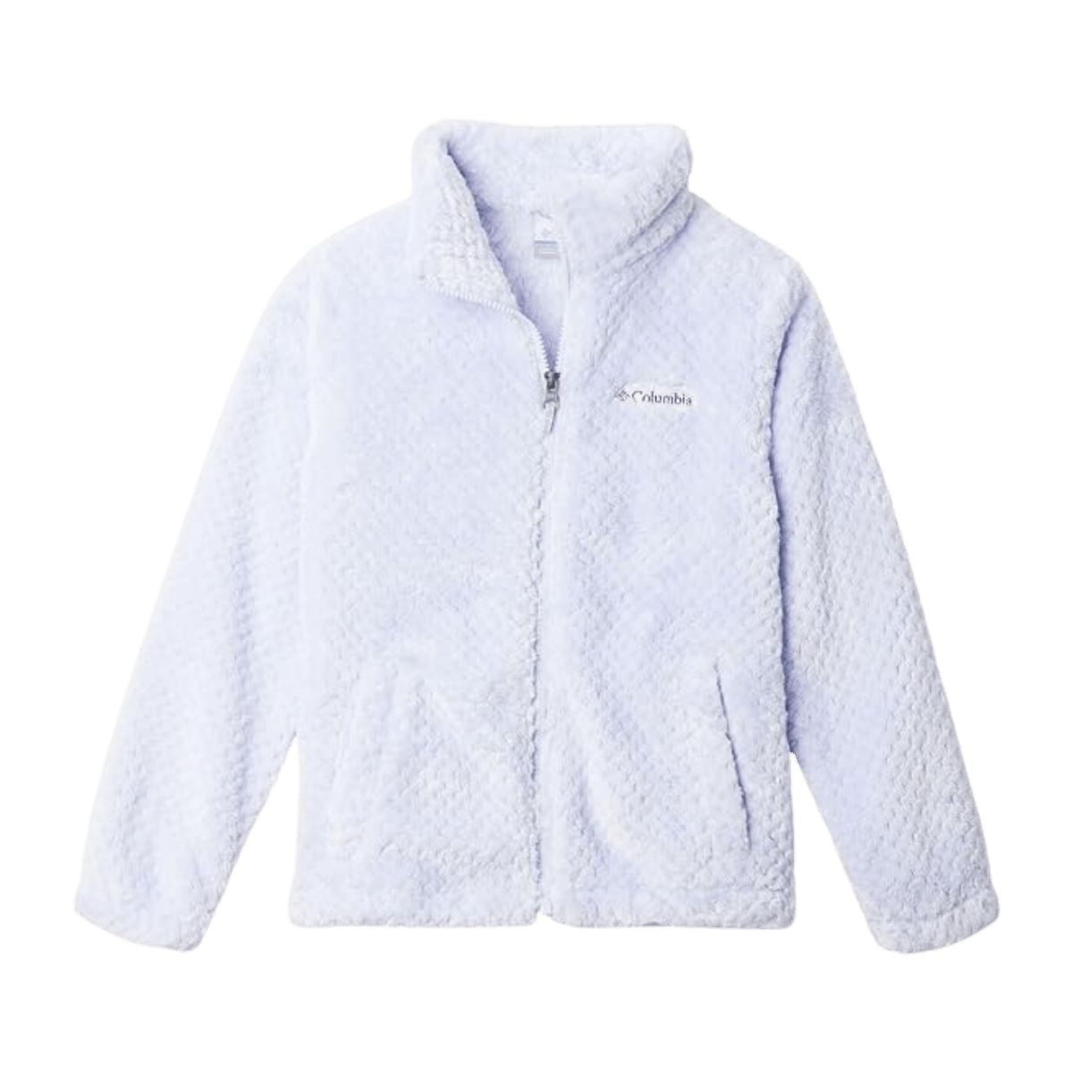 COLUMBIA GIRLS' FIRE SIDE SHERPA FULL ZIP JACKET - SNOW DRIFT FRONT