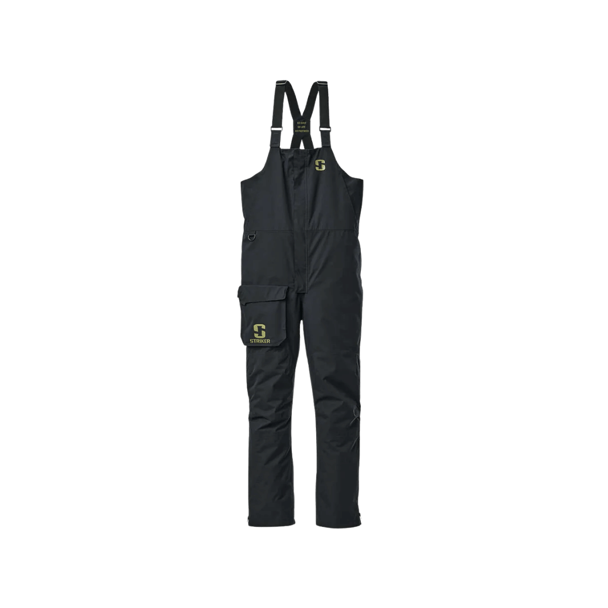 STRIKER BRANDS MEN'S VORTEX RAIN BIB REG BLACK FRONT VIEW
