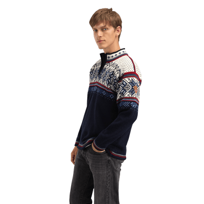 DALE OF NORWAY VAIL MEN'S SWEATER - NORWEGIAN WOLL - MIDNIGHT NAVY side view