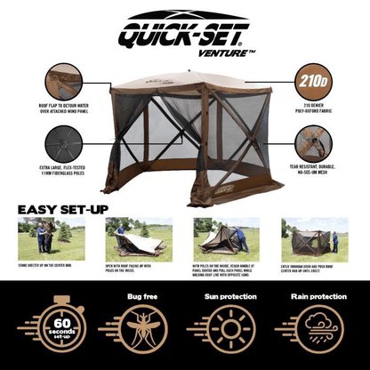 CLAM VENTURE SCREEN TENT - GRAY showing setup procedure
