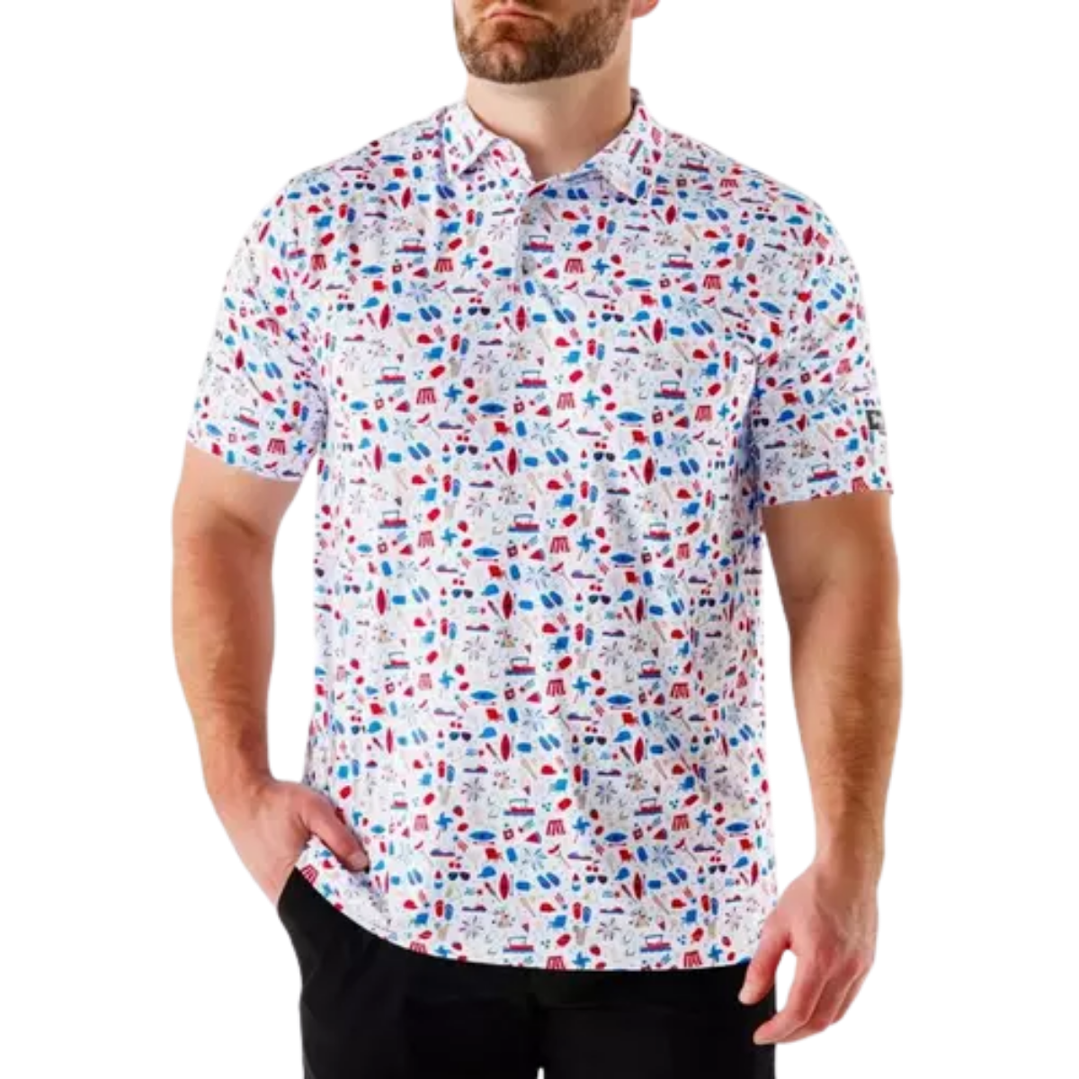 WAGGLE GOLF AMERICANA POLO WHITE