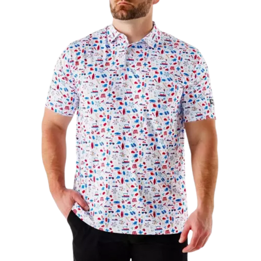 WAGGLE GOLF AMERICANA POLO WHITE