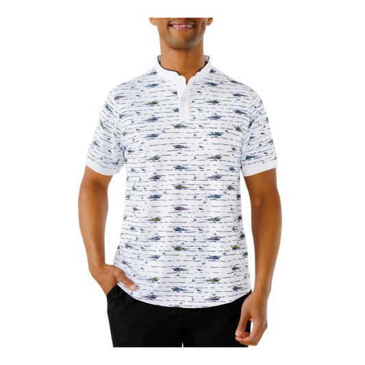 WAGGLE GOLF BOAT DAY HYBRID POLO WHITE