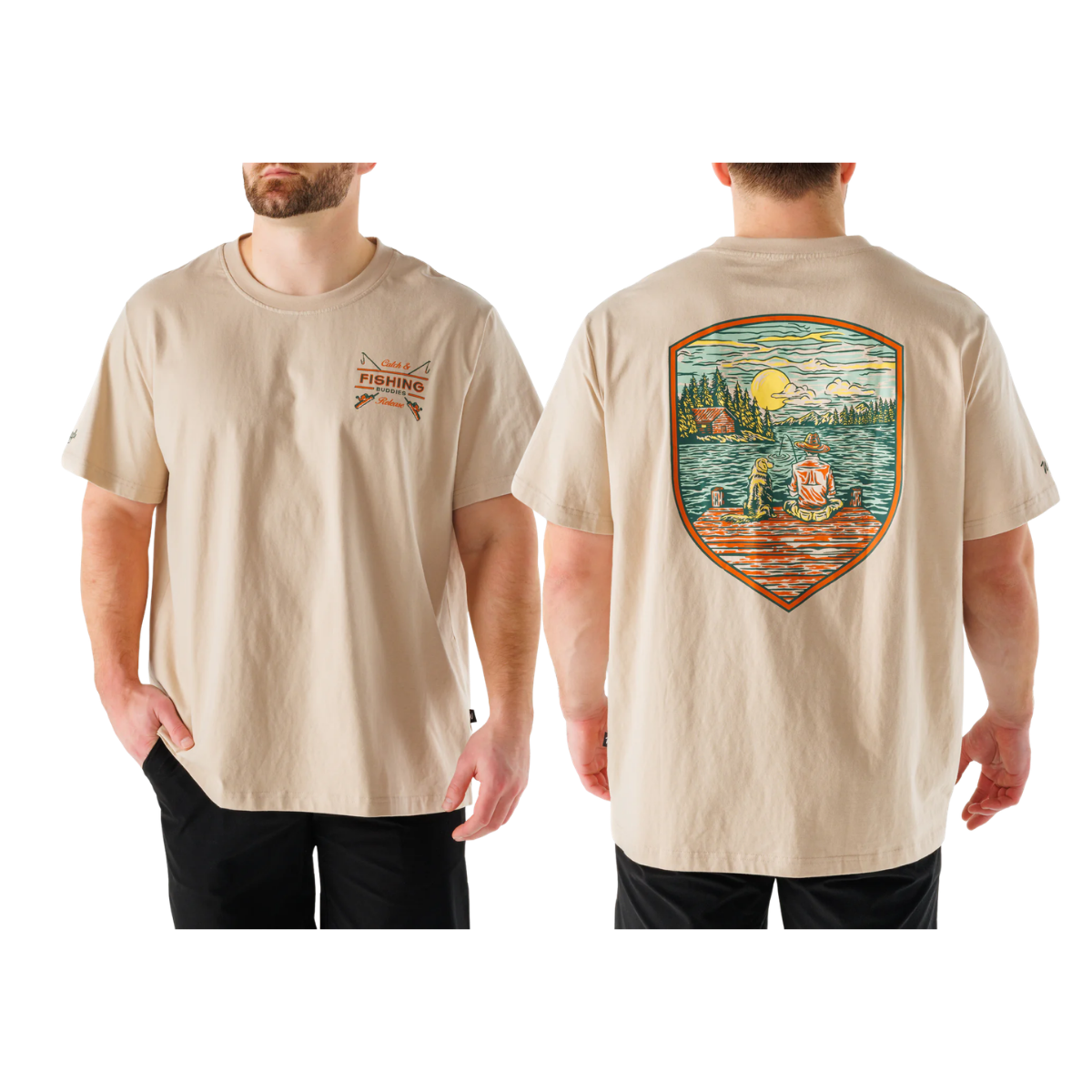 WAGGLE GOLF FISHING BUDDIES T-SHIRT BROWN