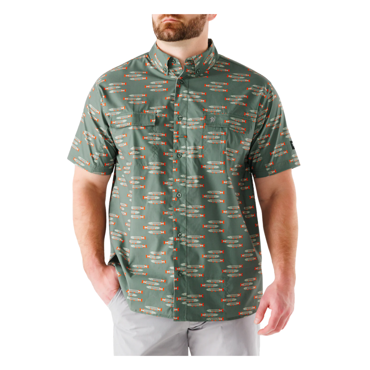 WAGGLE GOLF MUSKIED OUTPOST SS BUTTON DOWN GREEN