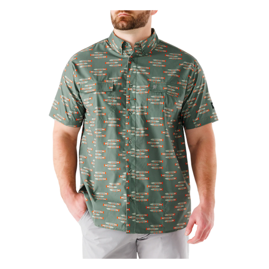 WAGGLE GOLF MUSKIED OUTPOST SS BUTTON DOWN GREEN