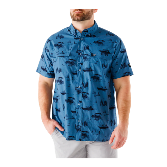 WAGGLE GOLF WAKE LIFE SS BUTTON DOWN BLUE
