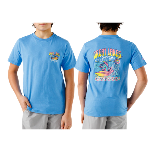WAGGLE GOLF YTH GREAT LAKES T-SHIRT BLUE