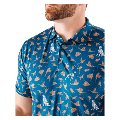 WAGGLE BIRD DOG POLO - CLOSEUP OF PATTERN