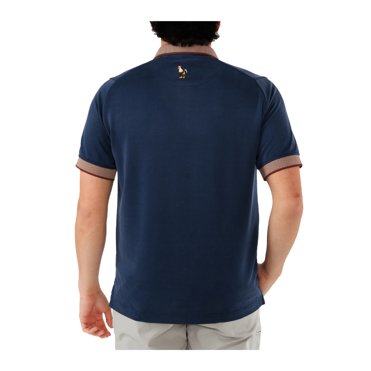 WAGGLE MEN'S ROOST HABITAT POLO - BLUE - BACK VIEW