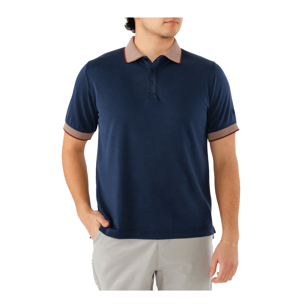 WAGGLE MEN'S ROOST HABITAT POLO - BLUE - FRONT VIEW