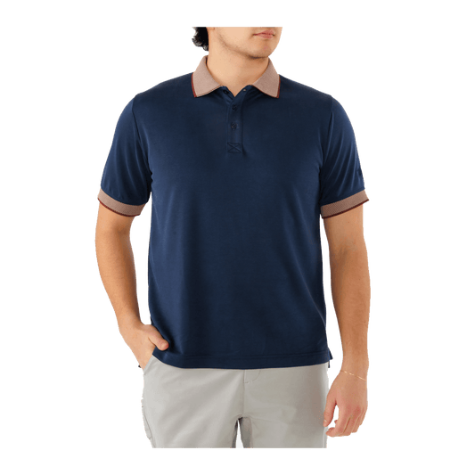 WAGGLE MEN'S ROOST HABITAT POLO - BLUE - FRONT VIEW