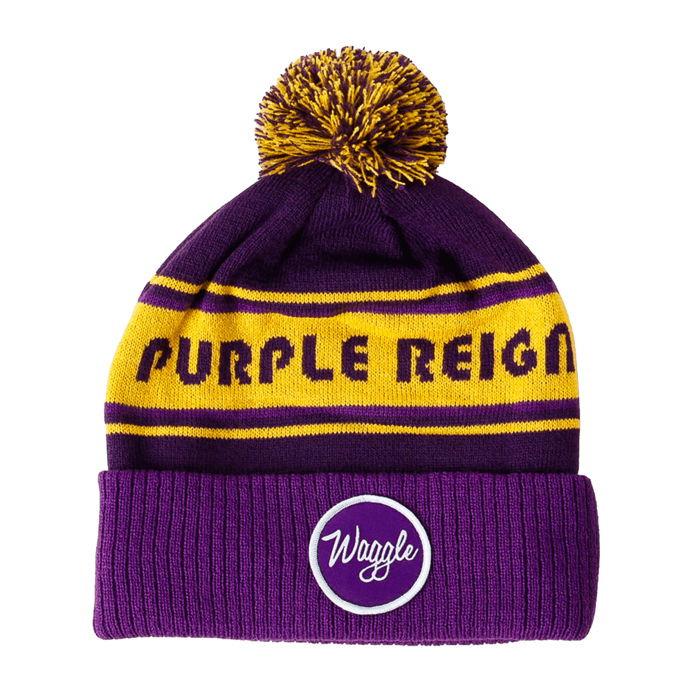 WAGGLE PURPLE REIGN POM BEANIE