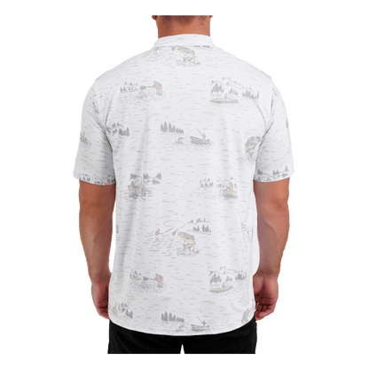 WAGGLE TIGHT LINES CLASSIC POLO - WHITE - BACK VIEW