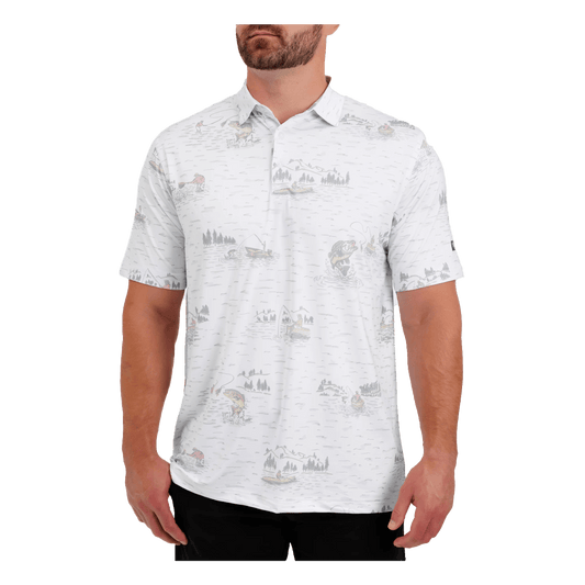 WAGGLE TIGHT LINES CLASSIC POLO - WHITE - FRONT VIEW