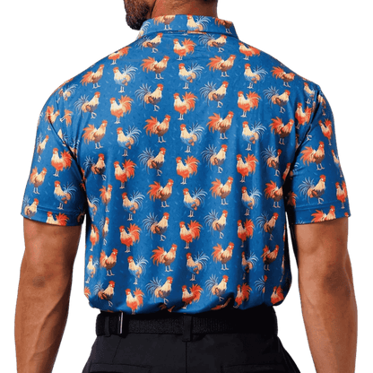 WAGGLE GOLF COCKY ROOSTER CLASSIC POLO - NAVY_BACKANGLE