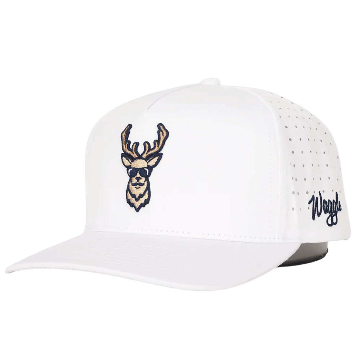 WAGGLE GOLF KENTUCKY BUCK HAT - WHITE_SIDE FRONT VIEW