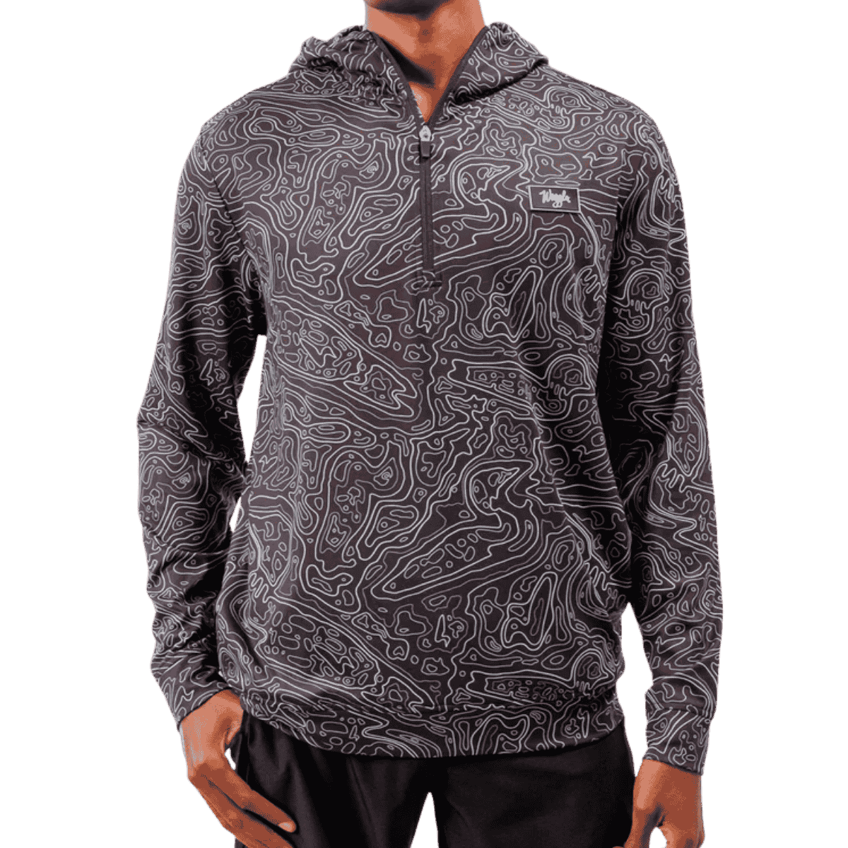 WAGGLE GOLF LOON LAKE TOPO ZIP HOODIE - BLACK