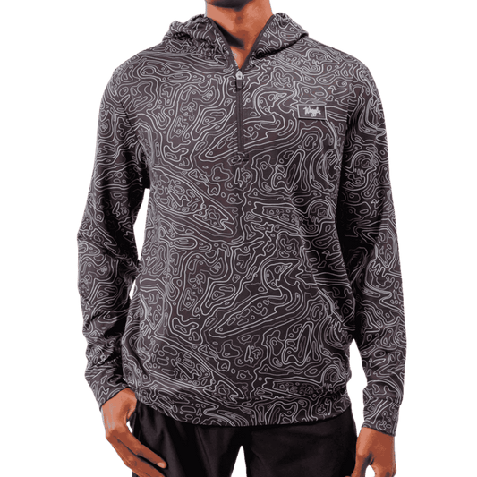 WAGGLE GOLF LOON LAKE TOPO ZIP HOODIE - BLACK