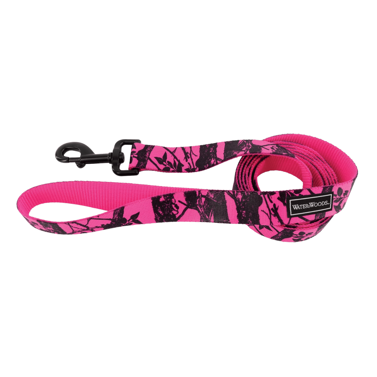 WATER & WOODS BLAZE PATTERNED DOG LEASH - NEON PINK TREE