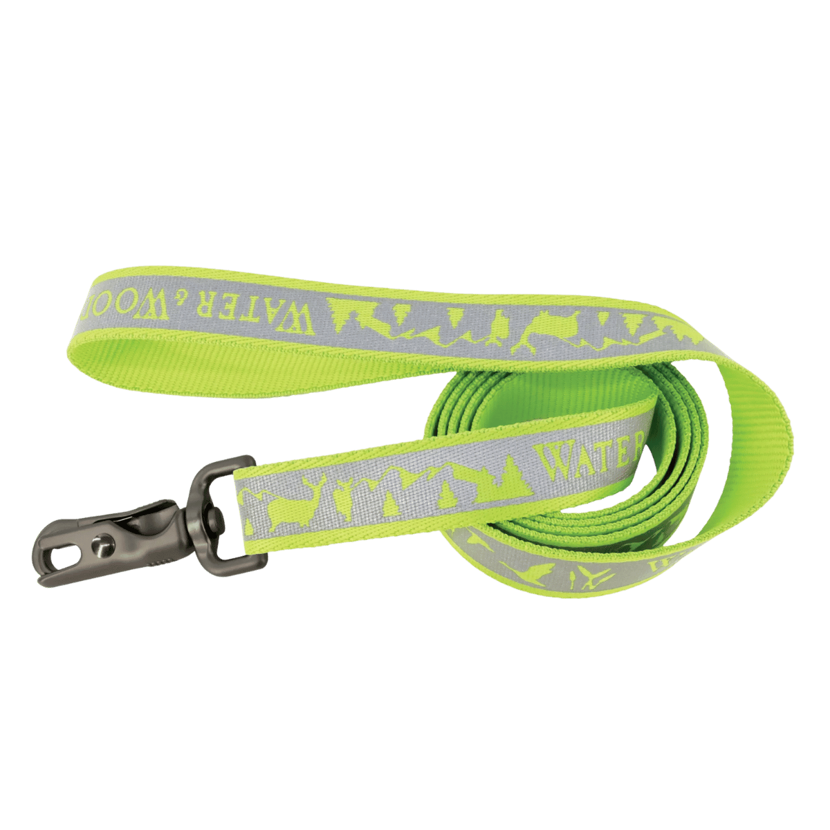 WATER & WOODS REFLECTIVE DOG LEASH - 1IN X 6FT - LIME