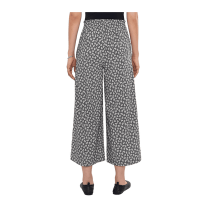 TOAD + CO WOMEN'S SUNKISSED WIDE LEG CROP PANT - BLACK & SALT PRINT - BACK VIEW