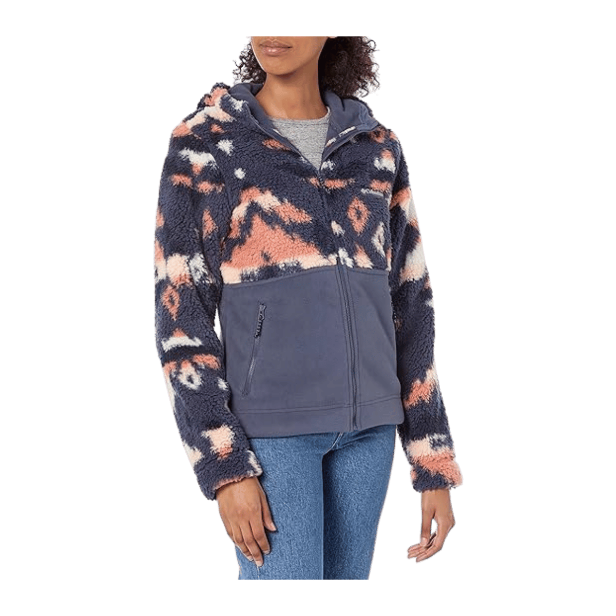 COLUMBIA WOMEN'S WINTER PASS SHERPA FULL ZIP - NOCTURNAL ROCKY - FRONT VIEW