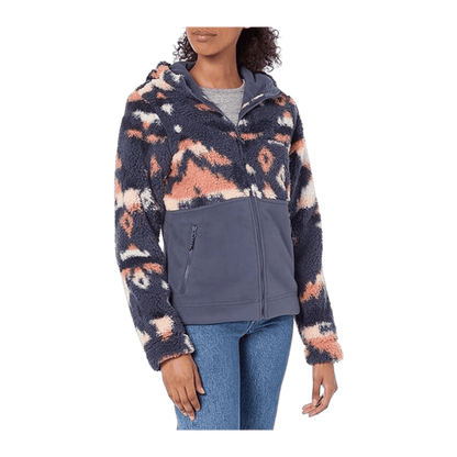 COLUMBIA WOMEN'S WINTER PASS SHERPA FULL ZIP - NOCTURNAL ROCKY - FRONT VIEW