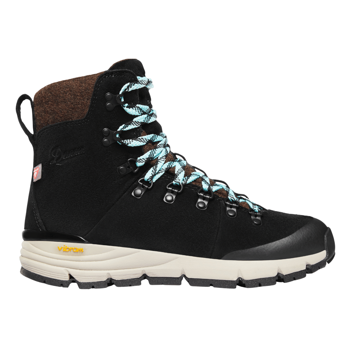 DANNER WOMENS ARCTIC 600 SIDE-ZIP 7" 200G BOOTS MEDIUM  - BLACK/SPARK BLUE - LEFT SIDE 