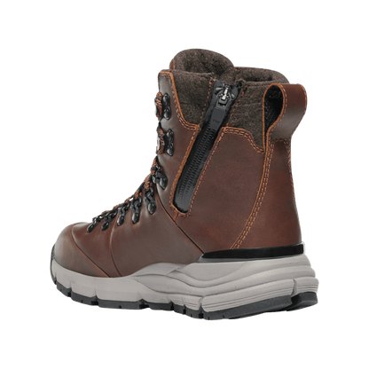 DANNER WOMENS ARCTIC 600 SIDE-ZIP 7" 200G BOOTS MEDIUM - ROASTED PECAN/FIRED BRICK - BACK SIDE VIEW