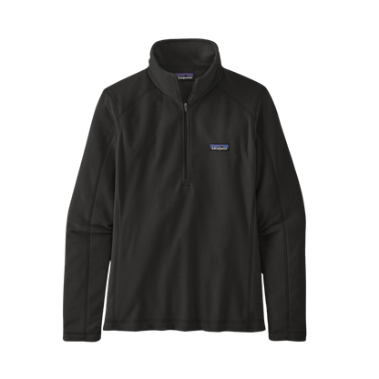 PATAGONIA WOMEN'S MICRO-D 1/4 ZIP FLEECE - BLACK - FEATURING VIEW