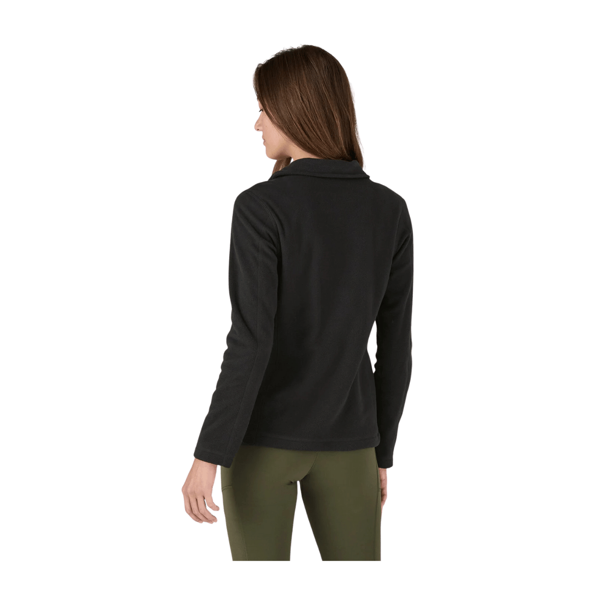 PATAGONIA WOMEN'S MICRO-D 1/4 ZIP FLEECE - BLACK - BACK VIEW