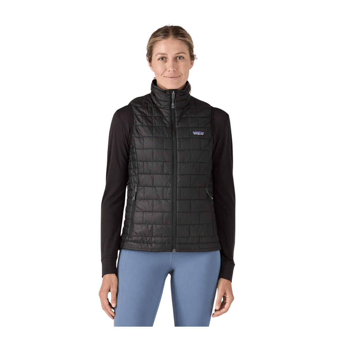 PATAGONIA WOMEN'S NANO PUFF VEST - BLACK - FRONT VIEW