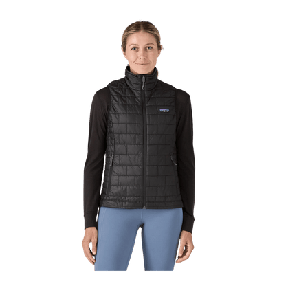 PATAGONIA WOMEN'S NANO PUFF VEST - BLACK - FRONT VIEW