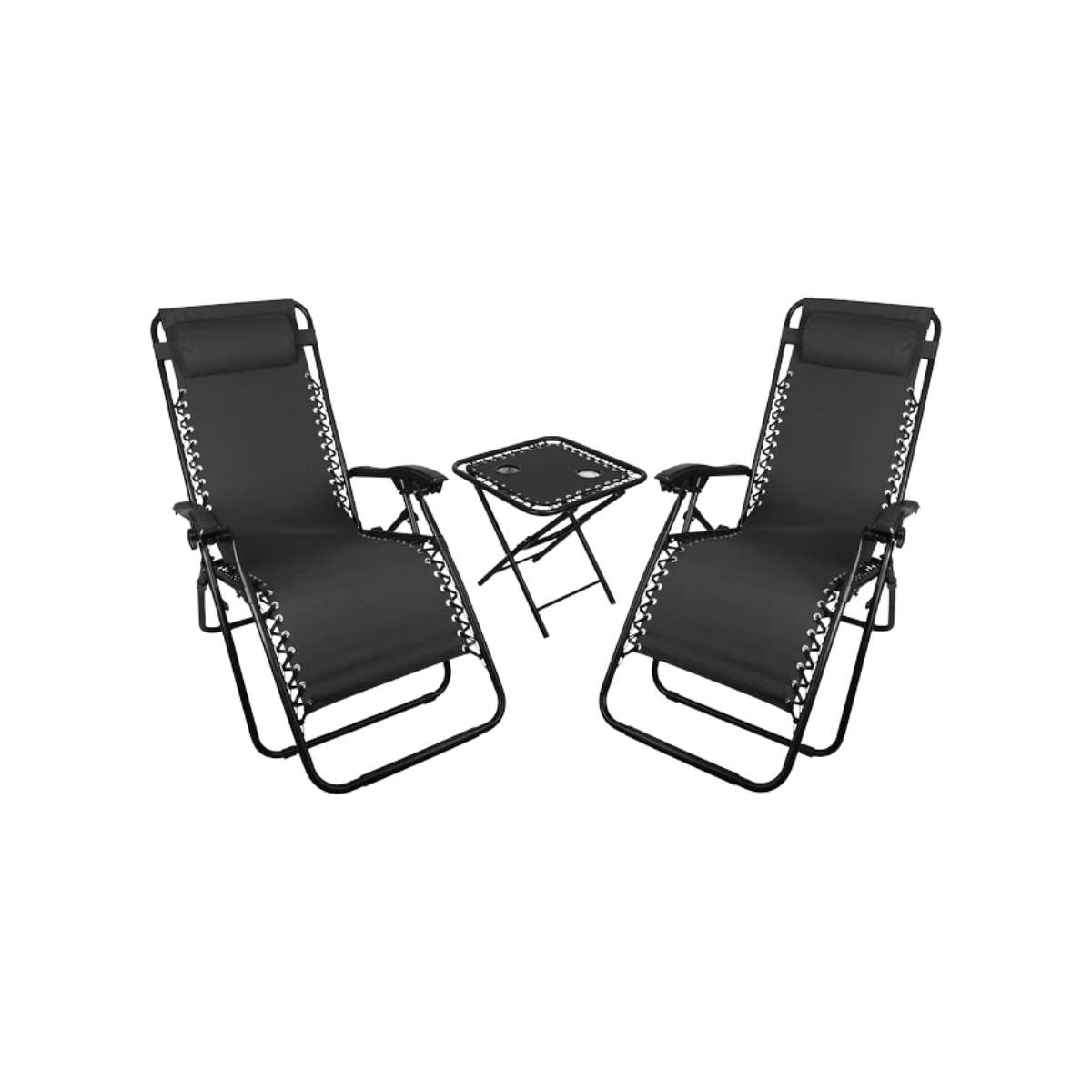 WORLD FAMOUS 2 GRAVITY CHAIRS AND TABLE COMBO BLACK