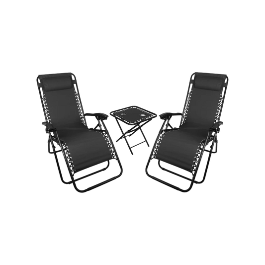 WORLD FAMOUS 2 GRAVITY CHAIRS AND TABLE COMBO BLACK