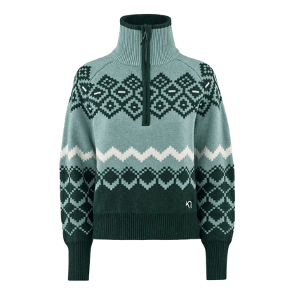 KARI TRAA WOMEN'S AGNES KNIT HALF ZIP PULLOVER - SAGE_FRONT ANGLE